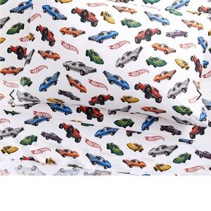Pottery Barn Kids organic Hot Wheels full size sheet set.